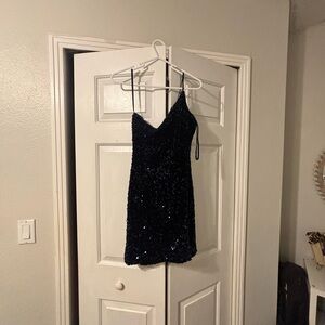 open lace back dress Dakota Formal One-Shoulder Swiss Dot Dress